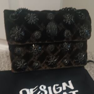 Beautiful Chocolate Brown Kurt Geiger Purse With Black Chain And Accents